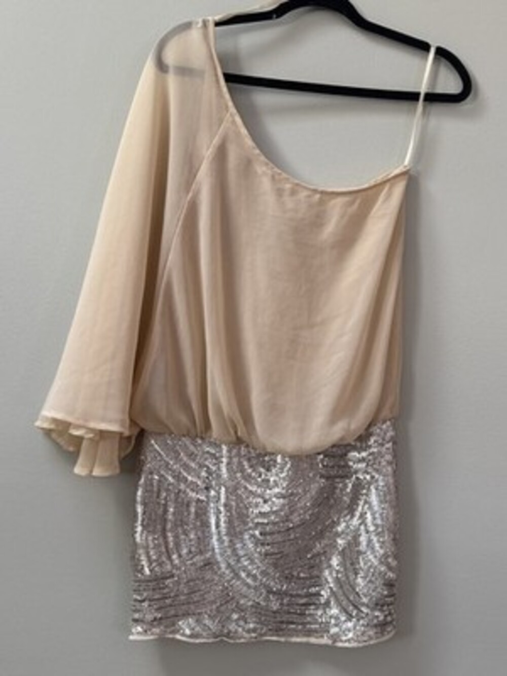 ARDEN B Vintage Off Shoulder Sequin Mini Dress Art Deco Gatsby Party Flapper Med